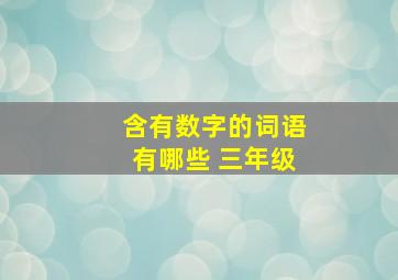 含有数字的词语有哪些 三年级